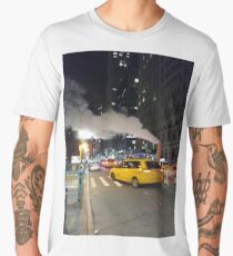Taxi, Taxicab, New York, Manhattan, Brooklyn, New York City, architecture, street, building, tree, car,   Men's Premium T-Shirt