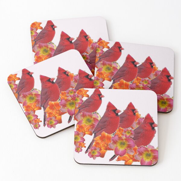 Item preview, PRIMAVERA CARDENALES ROJOS PATRÓN FLORAL MEDLY BLANCO ARTE designed and sold by sharlesart.