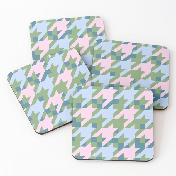 Item preview, Timeless Classic Alpine Houndstooth 1. Khaki, blue, pink  designed and sold by Dominiquevari.