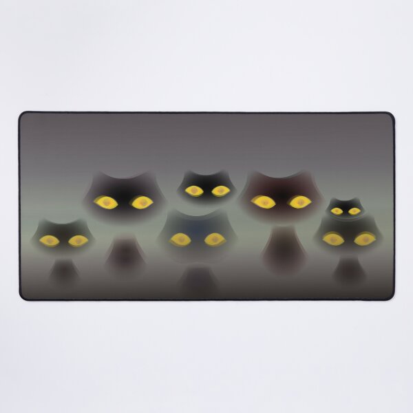 Item preview, black cat ominous cats big eyes fog mist designed and sold by MiraNomegusta.