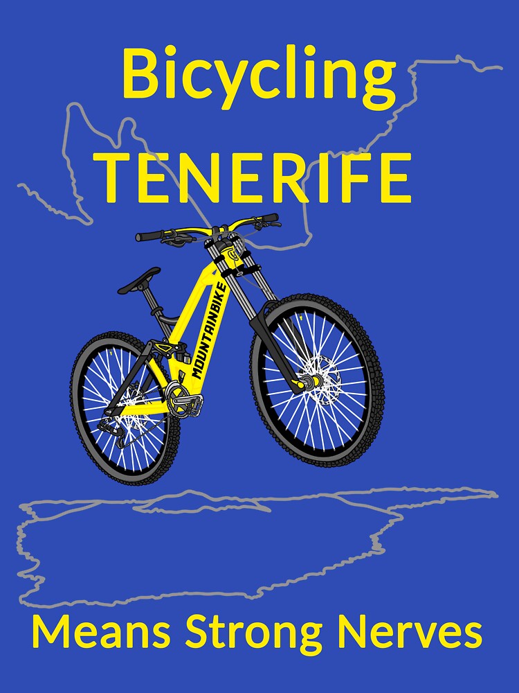 Thumbnail 7 von 7, Classic T-Shirt, Fahrradfahren Teneriffa bedeutet starke Nerven, Mountainbike, Gelb designt und verkauft von CreaVisArt.
