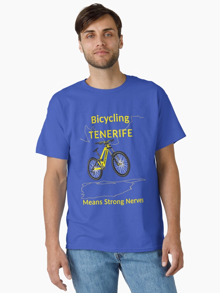 Thumbnail 1 von 7, Classic T-Shirt, Fahrradfahren Teneriffa bedeutet starke Nerven, Mountainbike, Gelb designt und verkauft von CreaVisArt.