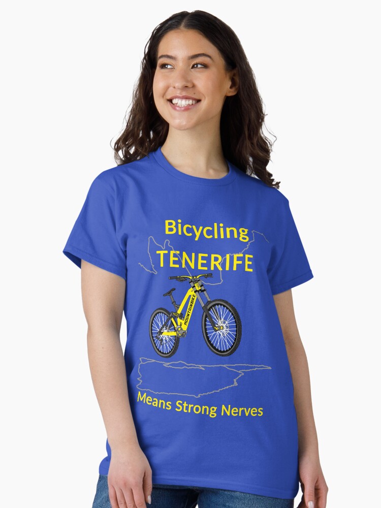 Thumbnail 2 von 7, Classic T-Shirt, Fahrradfahren Teneriffa bedeutet starke Nerven, Mountainbike, Gelb designt und verkauft von CreaVisArt.
