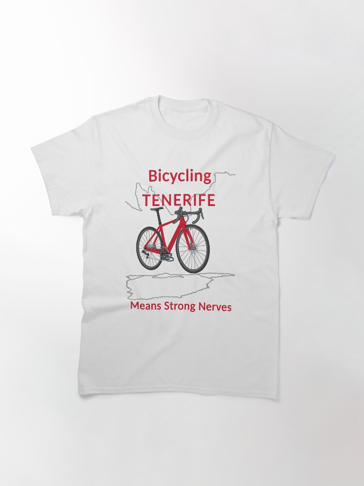 Thumbnail 3 von 7, Classic T-Shirt, Fahrradfahren Teneriffa bedeutet starke Nerven, Rennrad, Rot designt und verkauft von CreaVisArt.