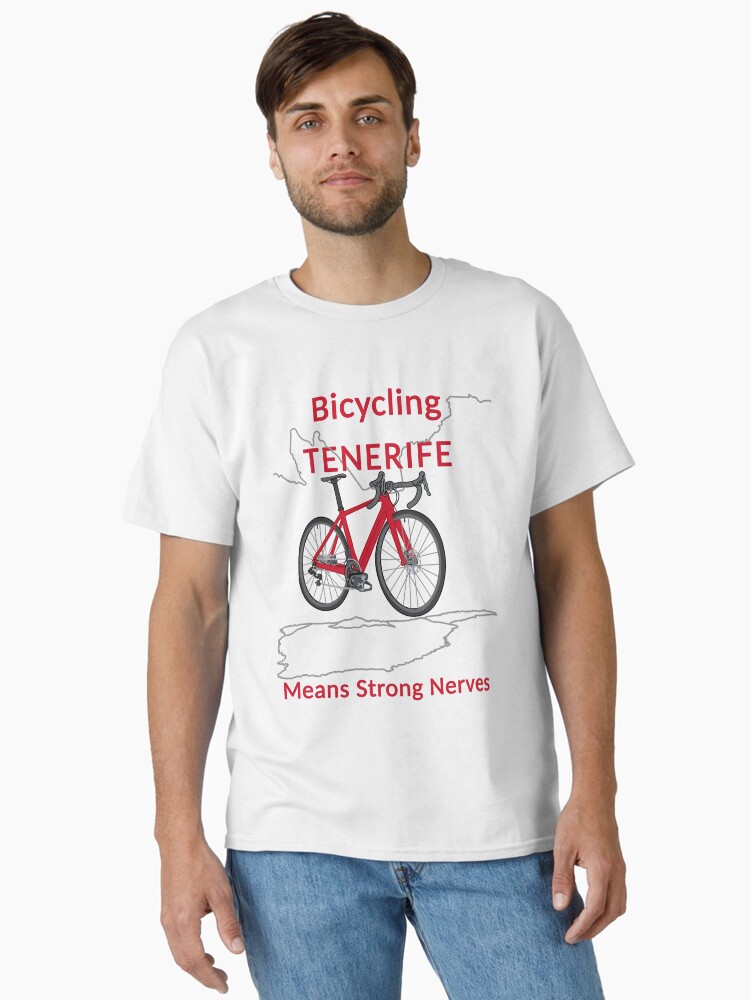Thumbnail 1 von 7, Classic T-Shirt, Fahrradfahren Teneriffa bedeutet starke Nerven, Rennrad, Rot designt und verkauft von CreaVisArt.
