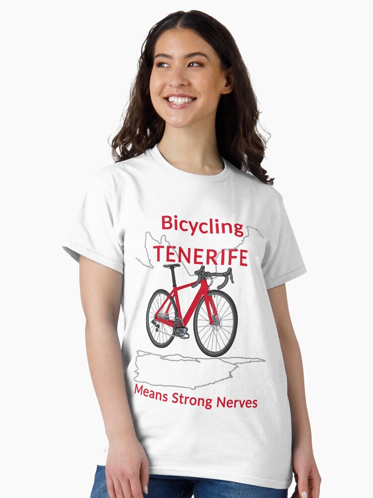 Thumbnail 2 von 7, Classic T-Shirt, Fahrradfahren Teneriffa bedeutet starke Nerven, Rennrad, Rot designt und verkauft von CreaVisArt.