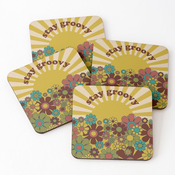 Item preview, Stay Groovy Retro Garden Sunshine Flowers in Vintage Colors designed and sold by kierkegaard.
