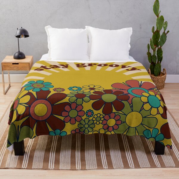 Item preview, Stay Groovy Retro Garden Sunshine Flowers in Vintage Colors designed and sold by kierkegaard.