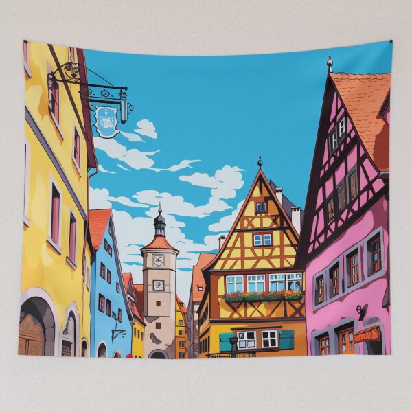 Item preview, A Pop Art Travel Print of Rothenburg ob der Tauber - Germany designed and sold by StudioRedKoala.