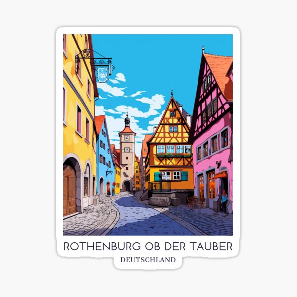 Item preview, A Pop Art Travel Print of Rothenburg ob der Tauber - Germany designed and sold by StudioRedKoala.