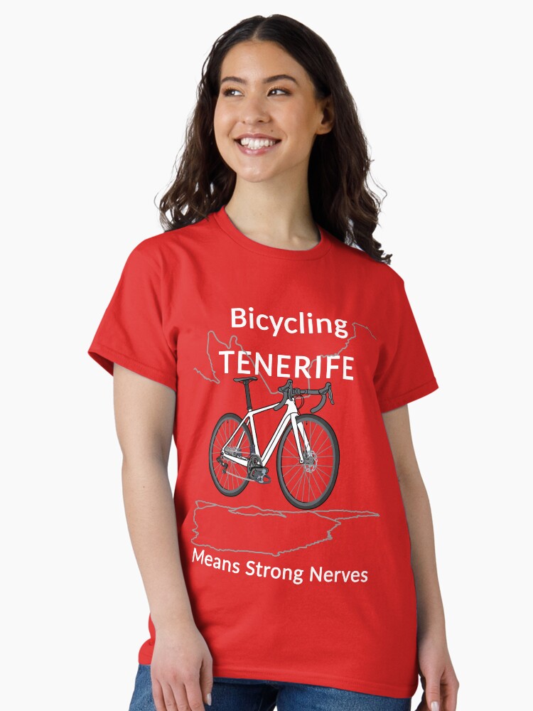 Thumbnail 2 von 7, Classic T-Shirt, Fahrradfahren Teneriffa bedeutet starke Nerven, Rennrad, Weiß designt und verkauft von CreaVisArt.