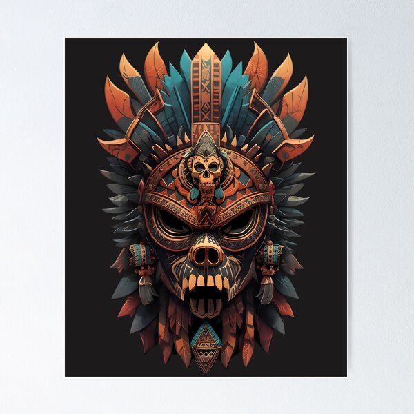 mexican aztec skull warrior Generative AI Stock Illustration