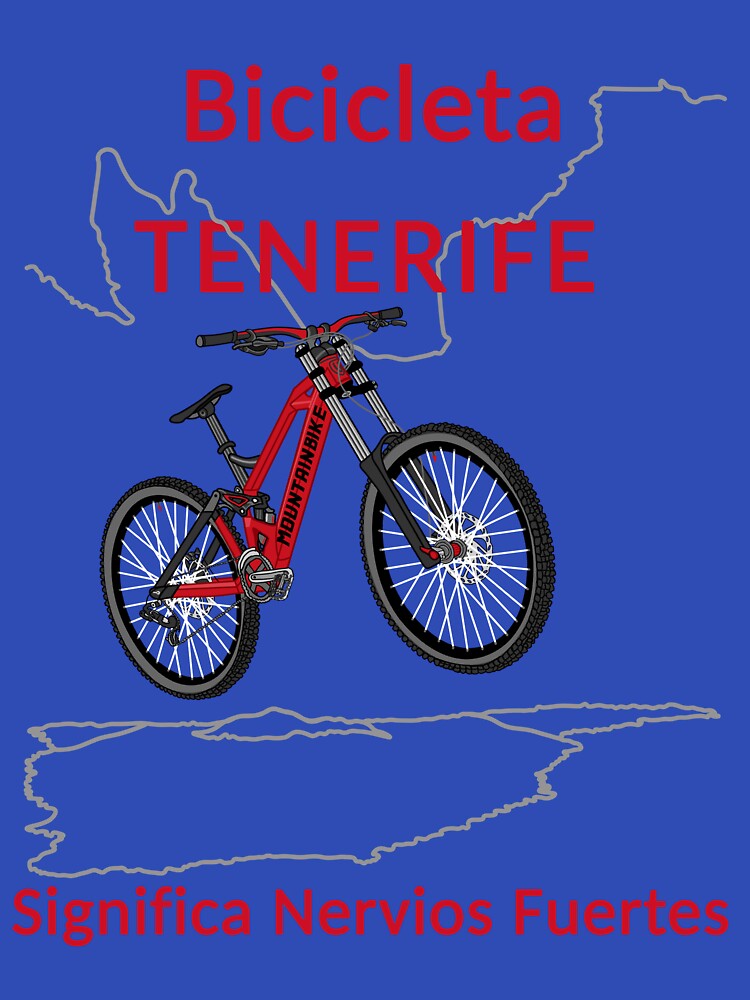 Thumbnail 7 von 7, Classic T-Shirt, Fahrradfahren Teneriffa bedeutet starke Nerven, Mountainbike, Rot, Spanisch designt und verkauft von CreaVisArt.