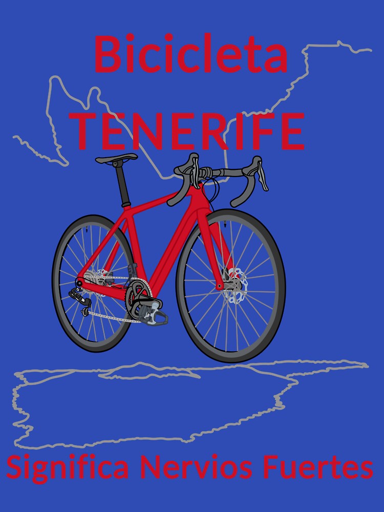 Thumbnail 7 von 7, Classic T-Shirt, Fahrradfahren Teneriffa bedeutet starke Nerven, Rennrad, Rot, Spanisch designt und verkauft von CreaVisArt.