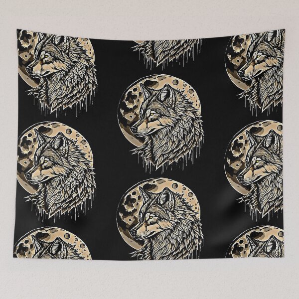Item preview, Wolf head against the background of the moon designed and sold by FlowerandDesing.
