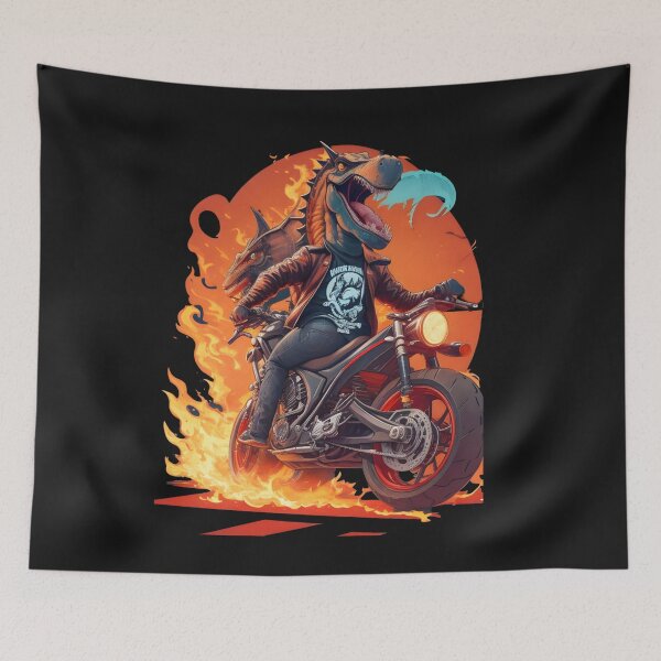 Item preview, Dinosaur Rider in Flames designed and sold by zerzeed.