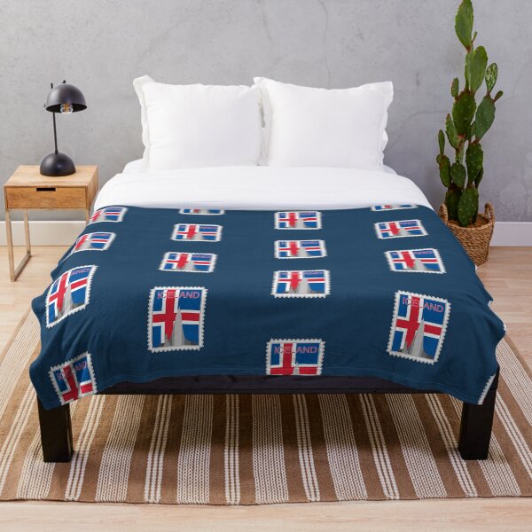 Item preview, Iceland Postage Stamp Flag Hallgrimskirkja Illustration Travel designed and sold by TheEclecticKat.