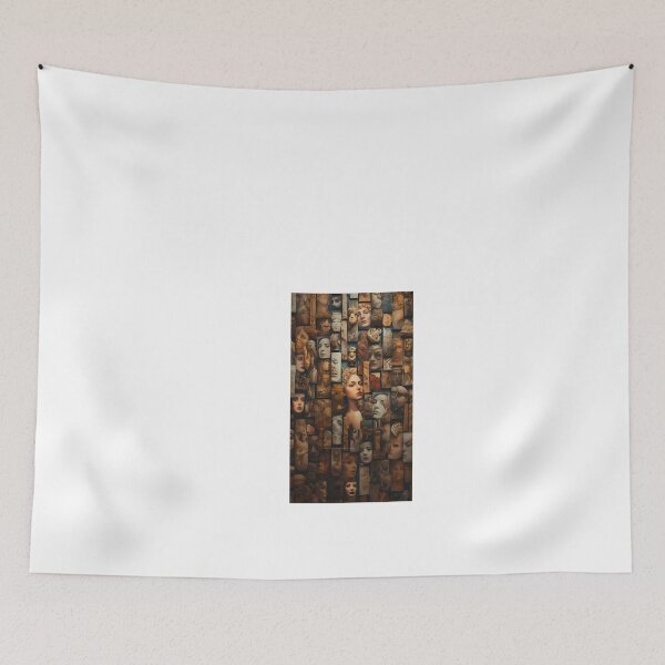 Item preview, a collage of many different faces on a wall designed and sold by Dark Fantasy Store.