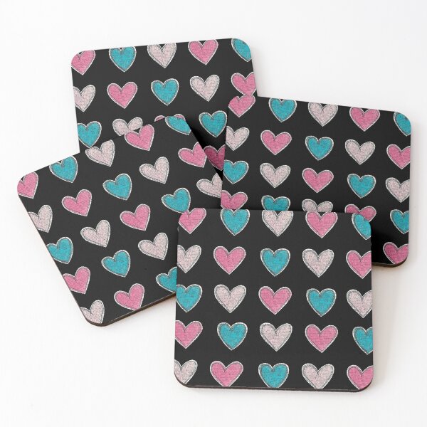 Item preview, Pink, Blue, and White Text Heart Pattern- Hand drawn designed and sold by Love, Shawsha.
