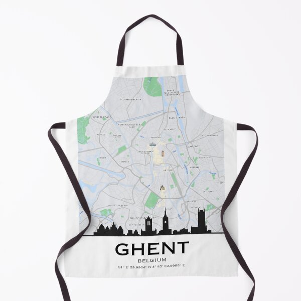 Item preview, Map of Ghent, decorated city map, skyline with architecture designed and sold by PanenkaPrints.
