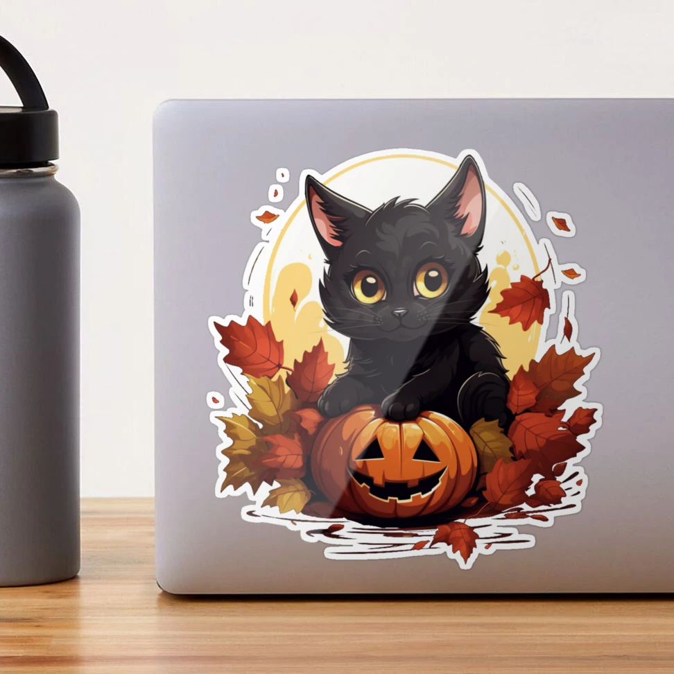 Celebrate Halloween with Black Cat and Pumpkin Sticker Fun – Soldier Complex