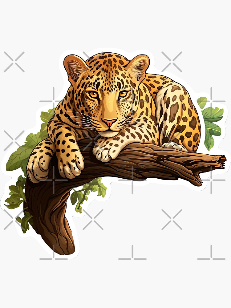 Leopard lies on a branch | Sticker