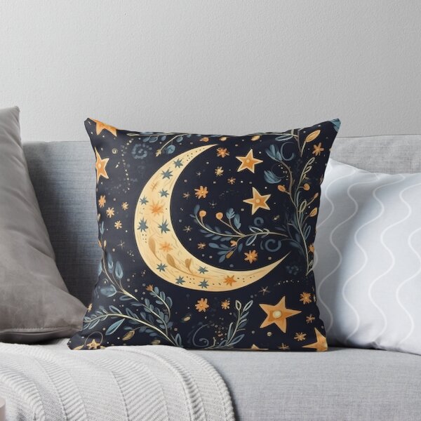 Item preview, Patrón de luna, estrellas y flores. designed and sold by krisdit.