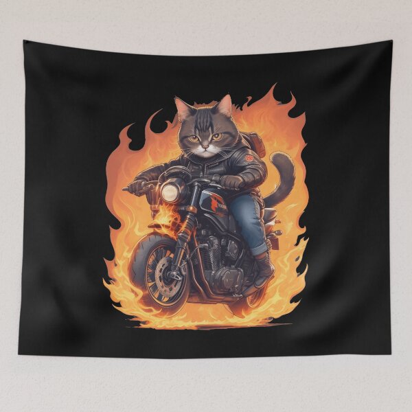 Item preview, Cat Rider in Flames designed and sold by zerzeed.