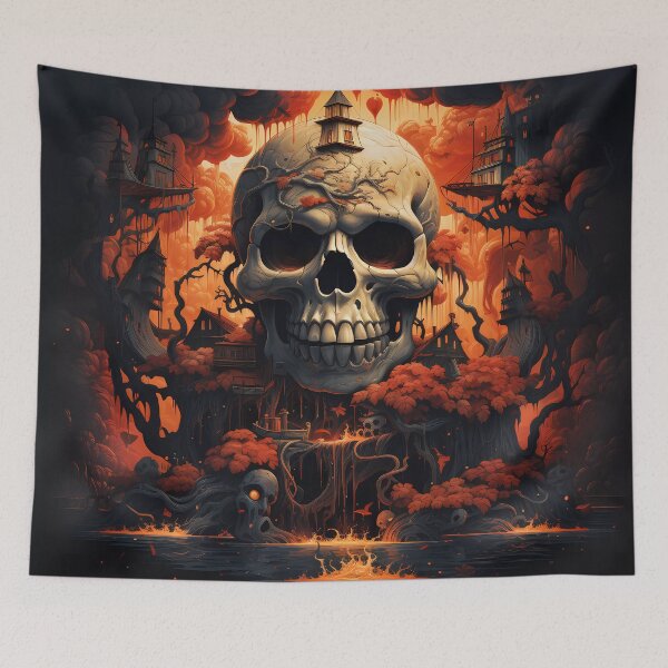 Item preview, "Vibrant Halloween Skull" designed and sold by Art-Vortex-fr.