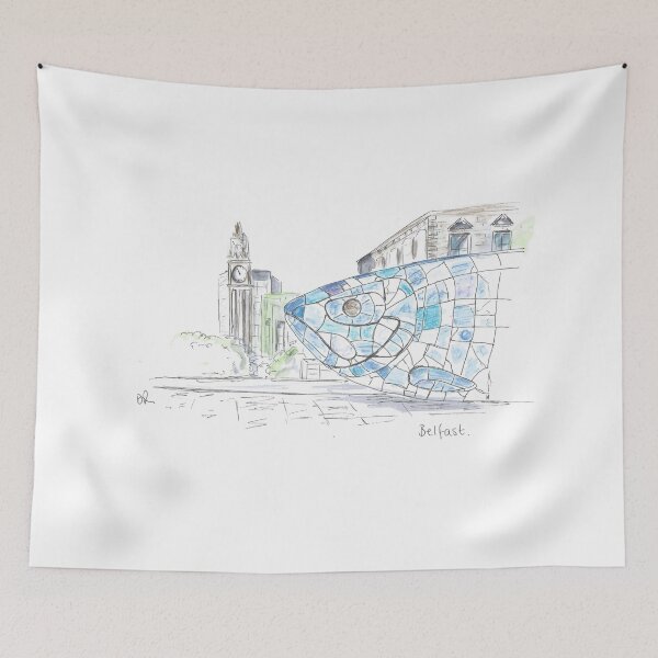 Item preview, The Big Fish, Belfast pen drawing designed and sold by DebTheZeb.