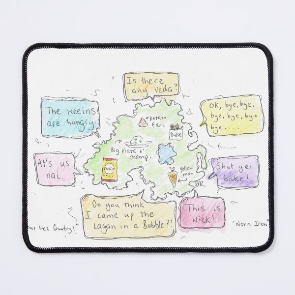 Item preview, Northern Ireland funny sayings and food illustrated map. designed and sold by DebTheZeb.
