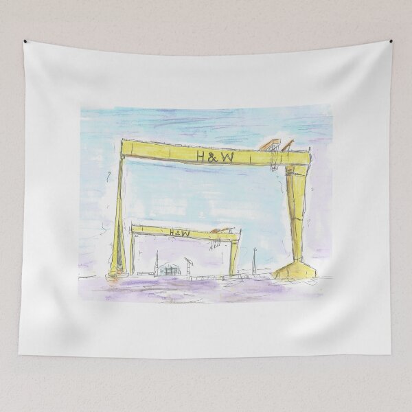Item preview, Squiggly sketch of the Harland and Wolff cranes, Belfast. designed and sold by DebTheZeb.