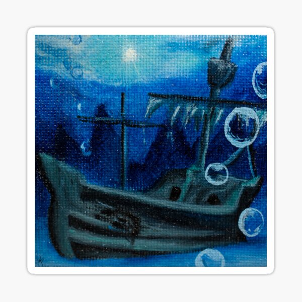 Jolly Roger Bay Oil Painting Sticker