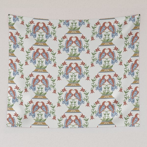 Item preview, Folk Art Love Birds with Tulips designed and sold by JoniandCo.