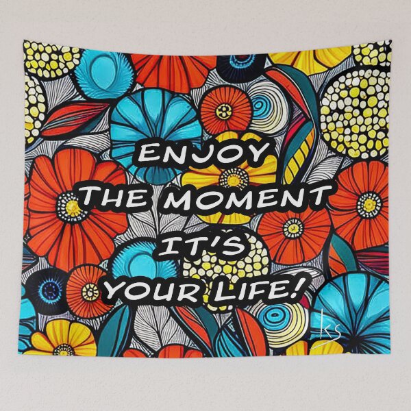 Item preview, Summer Flowers, Colorful Design, Abstract Art, Inspirational Quote, Flower Garden, Red Yellow Blue, designed and sold by karinasalwaszka.