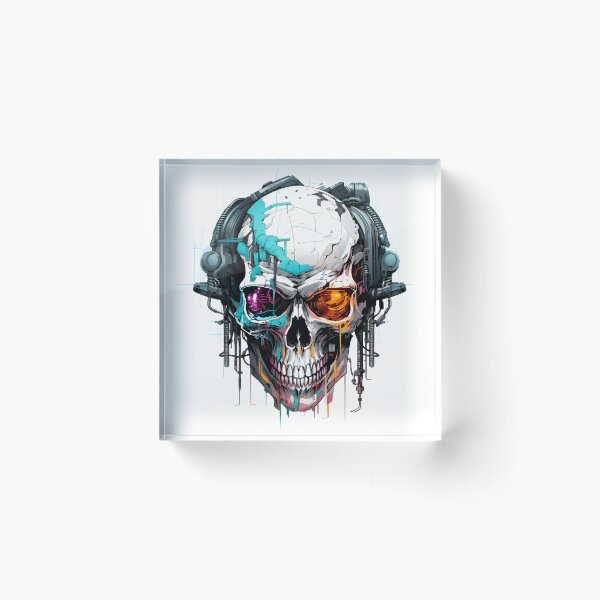 Item preview, Cyberpunk Skull in Neon Colors designed and sold by SchorlCraft.