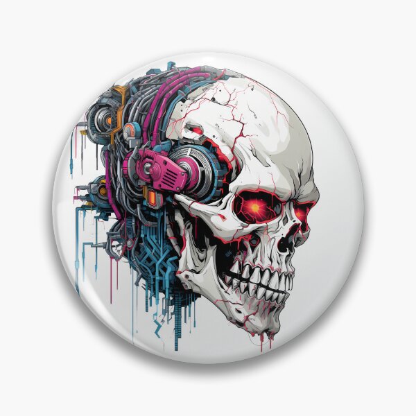 Item preview, Cyberpunk Skull in Neon Colors designed and sold by SchorlCraft.