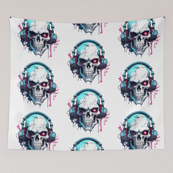 Item preview, Cyberpunk Skull in Neon Colors designed and sold by SchorlCraft.