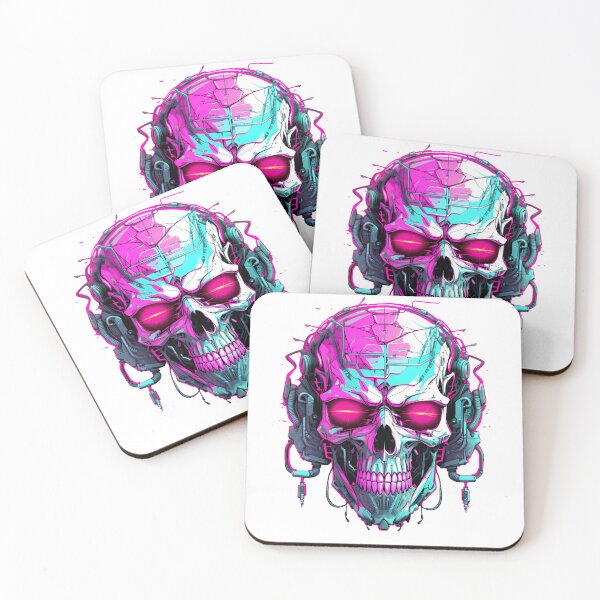 Item preview, Cyberpunk Skull in Neon Colors designed and sold by SchorlCraft.