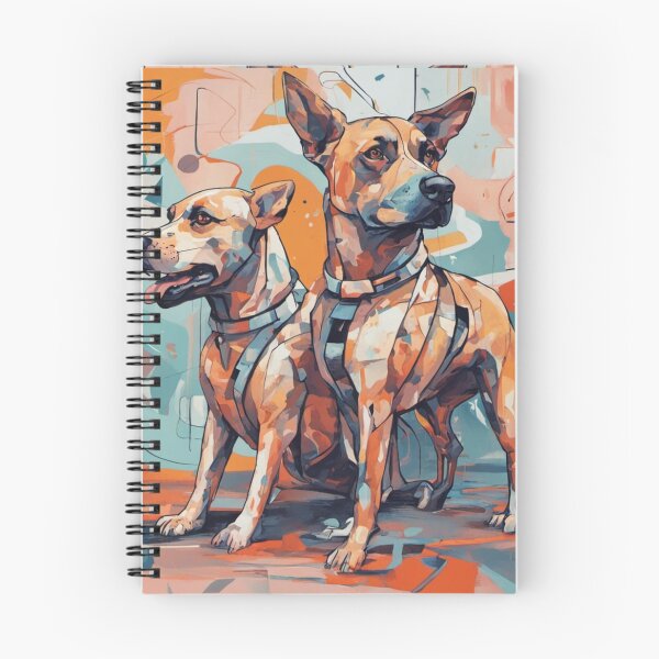 Item preview, futuristic dog AI duo, abstract art complementary colours fine details designed and sold by BeatyinChaos.