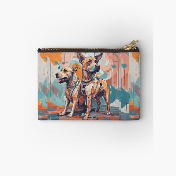 Item preview, futuristic dog AI duo, abstract art complementary colours fine details designed and sold by BeatyinChaos.