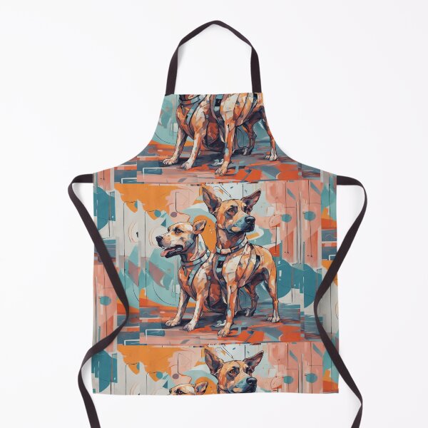 Item preview, futuristic dog AI duo, abstract art complementary colours fine details designed and sold by BeatyinChaos.