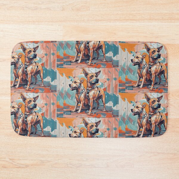 Item preview, futuristic dog AI duo, abstract art complementary colours fine details designed and sold by BeatyinChaos.