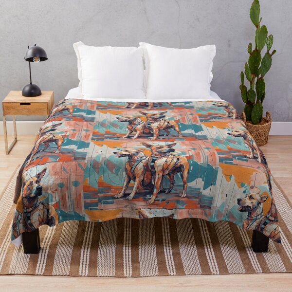 Item preview, futuristic dog AI duo, abstract art complementary colours fine details designed and sold by BeatyinChaos.