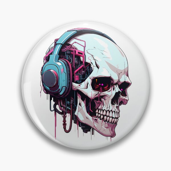 Item preview, Cyberpunk Skull in Neon Colors designed and sold by SchorlCraft.