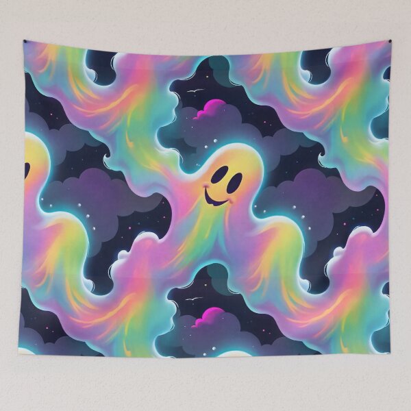 Item preview, Cute, Happy, Colourful Ghost. Repeating Allover Print designed and sold by Image-Caption.
