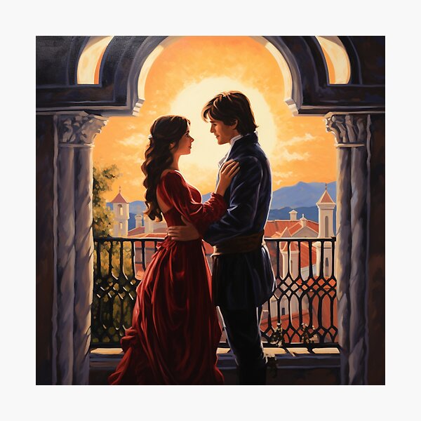 Item preview, Romeo and Juliet on the Balcony - Romance in Verona - Digital Art - Oil Painting designed and sold by SeraphimDesigns.