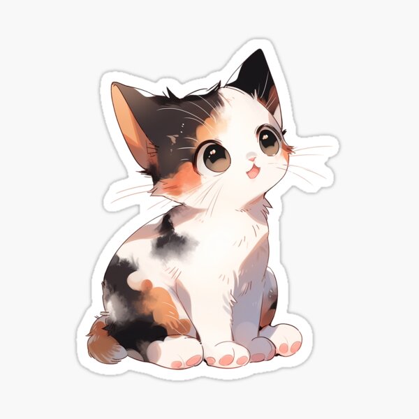 Cute Calico Cat and Mouse Stickers Cat Sticker Cute Stickers