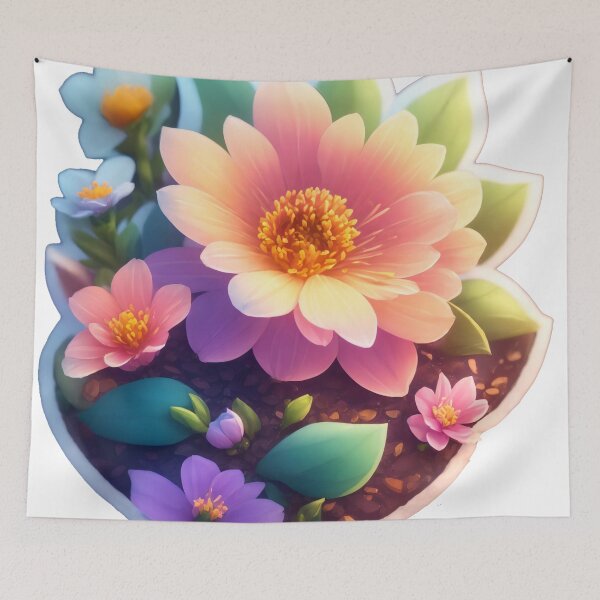 Item preview, Enchanting Fantasy Flower Sticker: 3D Vector Art and Cinematic Charm (60) designed and sold by WASjourney.