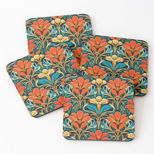 Item preview, Cute Abstract Flowers Vintage Art Nouveau Seamless Pattern designed and sold by Vicky Brago-Mitchell®.